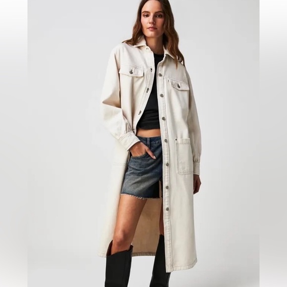 Free People We The Free Ana Lou Denim Duster NWOT Size Large - Picture 2 of 10